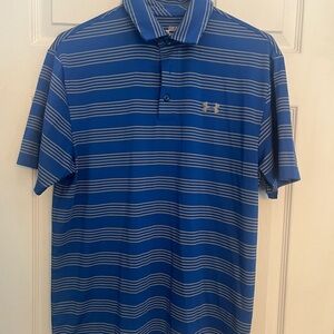 Under Armour Men's Polo Shirt in Blue and White Stripes